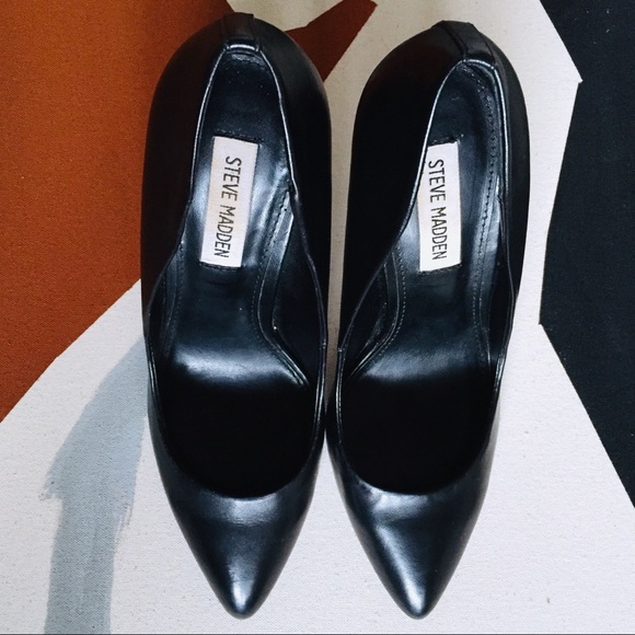 👠Steve Madden GALLERYY Black Leather Stilettos - Picture 5 of 7